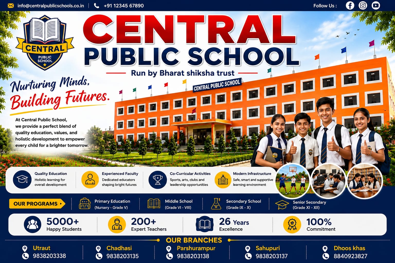 Central Public School, run by Bharat Shiksha Trust — Nurturing Minds, Building Futures. Quality education from Nursery to Senior Secondary.